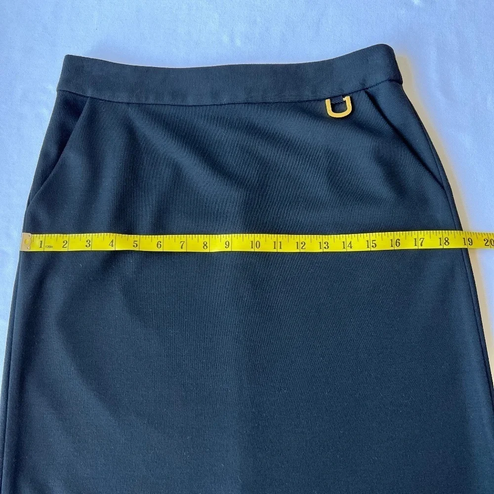 *FIRM PRICE* Tory Burch gold logo black pencil skirt with pockets